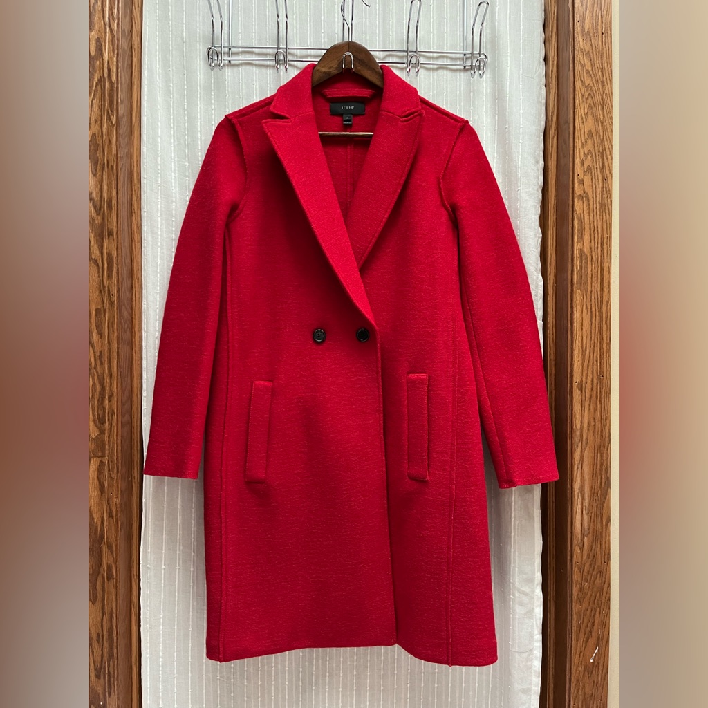 J.Crew Daphne Topcoat In Italian Boiled Wool - Bright Red Size 2